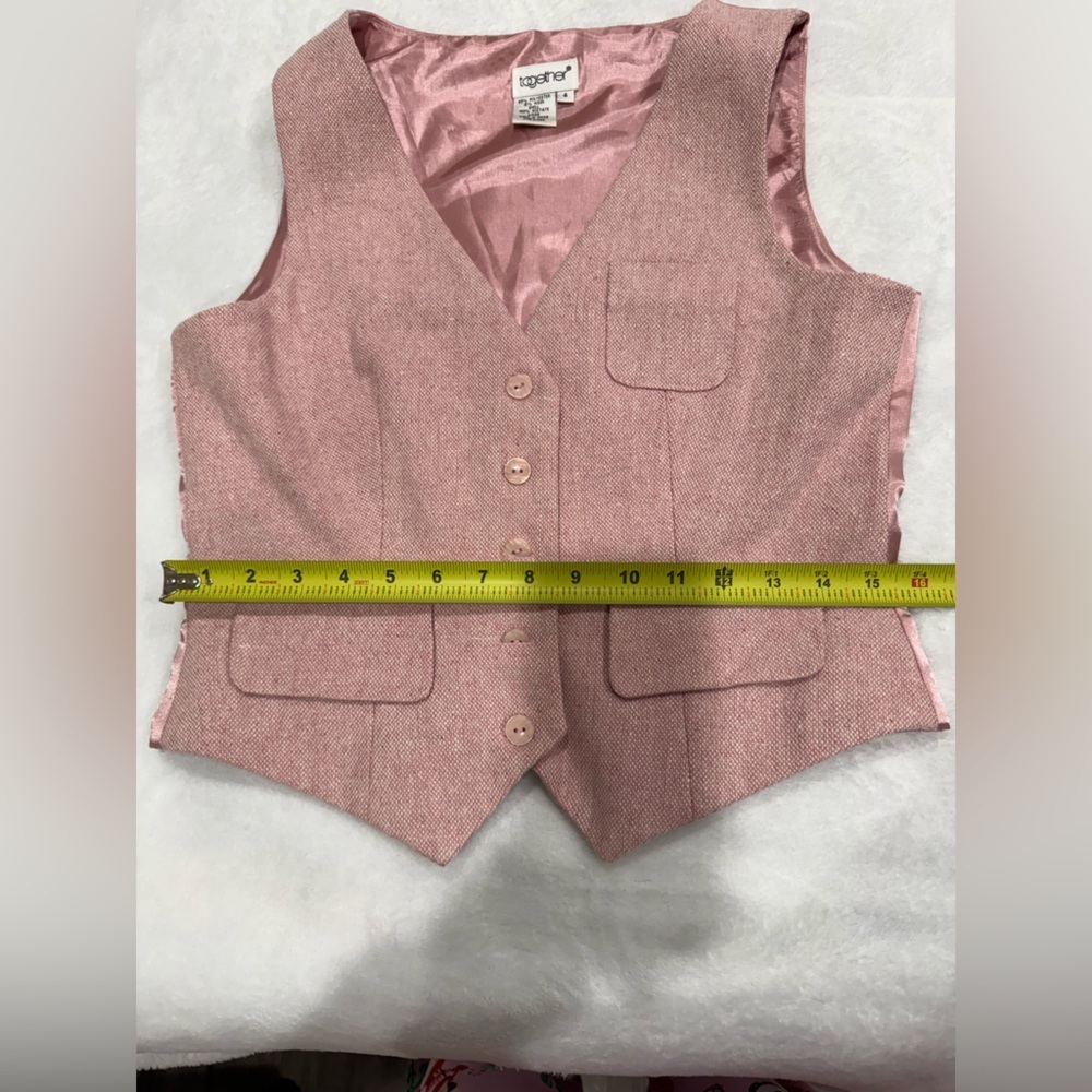 Together Blush Pink Tailored Vest Size 4 Wool Blend Button Front Coquette Chic - Picture 6 of 7